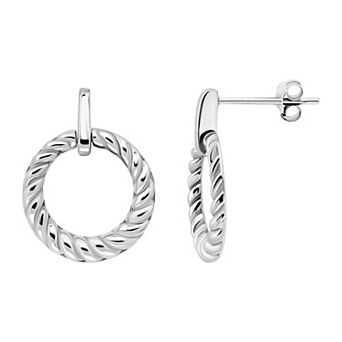 Aleure Precioso Oval Rope Twist Door Knocker Post Earrings