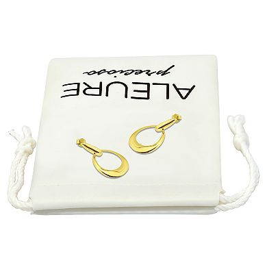 Aleure Precioso Polished Oval Door Knocker Style Drop Post Earrings