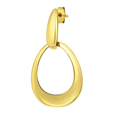 Aleure Precioso Polished Oval Door Knocker Style Drop Post Earrings