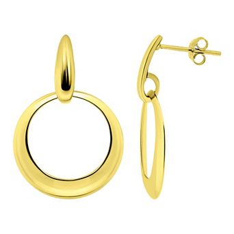 Aleure Precioso Polished Circle Door Knocker Style Drop Post Earrings