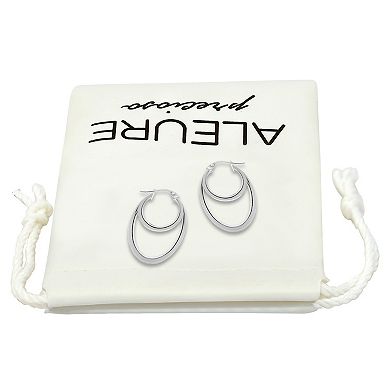 Aleure Precioso Sterling Silver Rope Twisted Circle Door Knocker Earrings