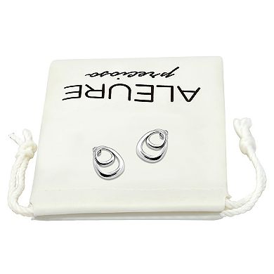 Aleure Precioso Double Interlocking Teardrop Design Post Earrings