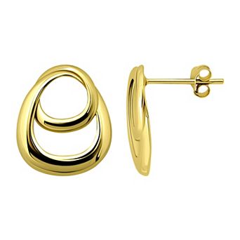 Aleure Precioso Double Interlocking Teardrop Design Post Earrings