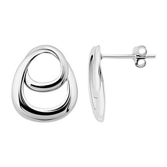 Aleure Precioso Double Interlocking Teardrop Design Post Earrings
