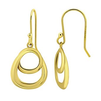 Aleure Precioso Double Interlocking Teardrop Design Drop Fishhook Earrings