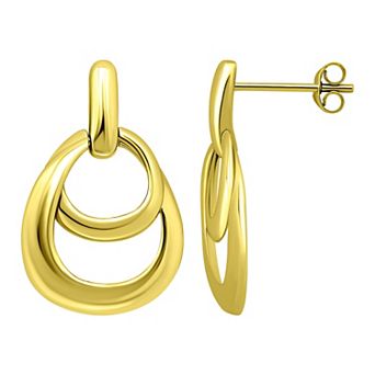 Aleure Precioso Double Interlocking Teardrop Design Door Knocker Post Earrings