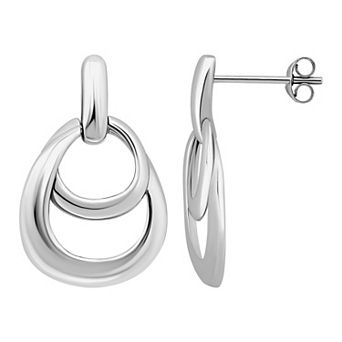 Aleure Precioso Double Interlocking Teardrop Design Door Knocker Post Earrings