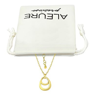 Aleure Precioso Double Interlocking Teardrop Design Pendant Necklace