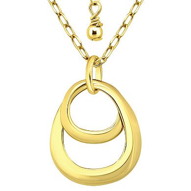 Aleure Precioso Double Interlocking Teardrop Design Pendant Necklace