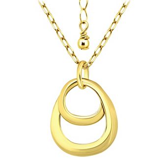 Aleure Precioso Double Interlocking Teardrop Design Pendant Necklace