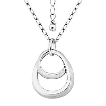 Aleure Precioso Double Interlocking Teardrop Design Pendant Necklace