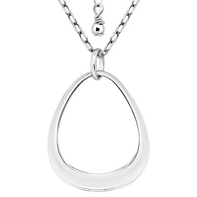Aleure Precioso Open Teardrop Shaped Pendant Necklace