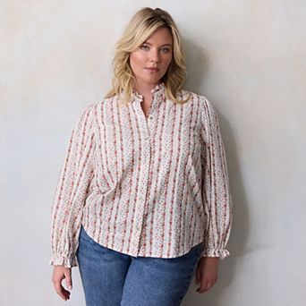 Plus Size LC Lauren Conrad Ruffle Collar Layering Shirt