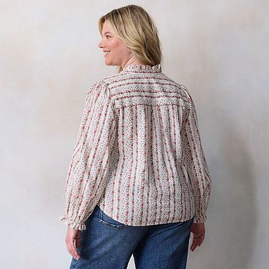 Plus Size LC Lauren Conrad Ruffle Collar Layering Shirt