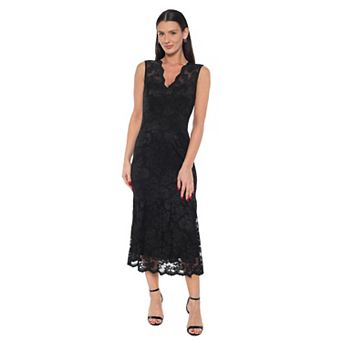 Women's Marina Scallop Lace V-Neck Midi Dress