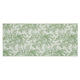 Laura Ashley Sage Ivory Bedford Floral Washable Area Rug