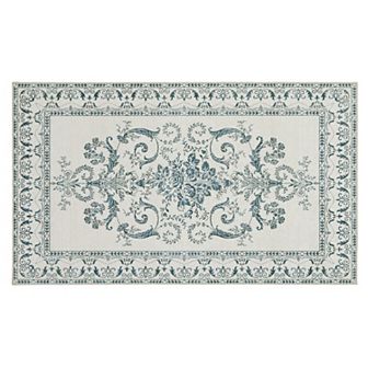 Laura Ashley Sea Spray Blue Josette Medallion Washable Area Rug