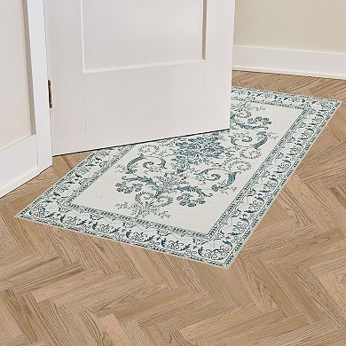 Laura Ashley Sea Spray Blue Josette Medallion Washable Area Rug