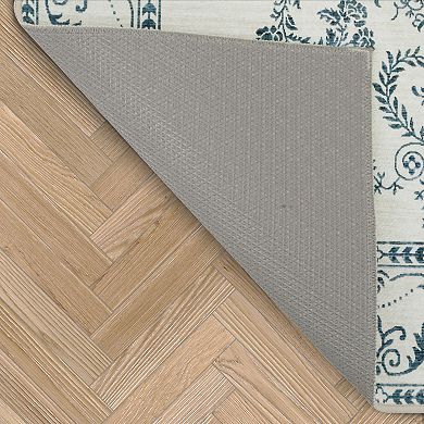 Laura Ashley Sea Spray Blue Josette Medallion Washable Area Rug