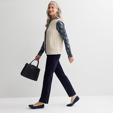 Women's Croft & Barrow Cabled Mini Mock Neck Full Zip Vest