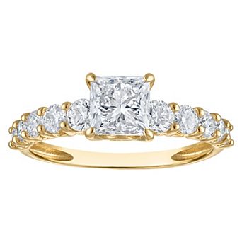 NaturaLux™ 14k Gold 2 Carat T.W. Lab-Created Diamond Princess Cut Engagement Ring Set