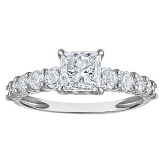 NaturaLux™ 14k Gold 2 Carat T.W. Lab-Created Diamond Princess Cut Engagement Ring Set