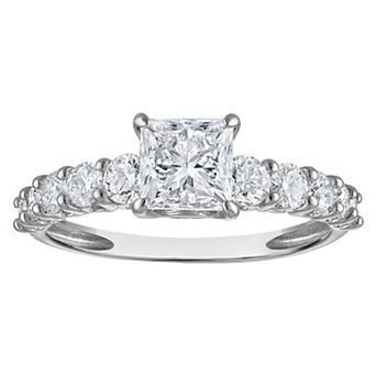 NaturaLux™ 14k Gold 2 Carat T.W. Lab-Created Diamond Princess Cut Engagement Ring Set