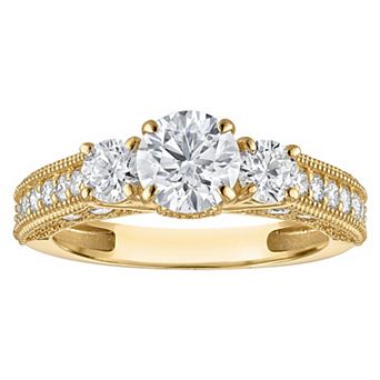 NaturaLux™ 14k Gold 2 Carat T.W. Lab-Created Diamond Round 3-Stone Engagement Ring
