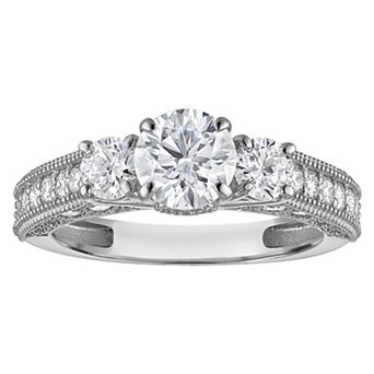 NaturaLux™ 14k Gold 2 Carat T.W. Lab-Created Diamond Round 3-Stone Engagement Ring
