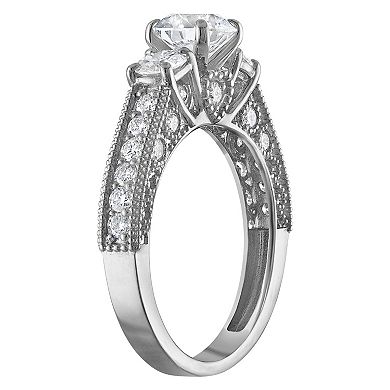 NaturaLux™ 14k Gold 2 Carat T.W. Lab-Created Diamond Round 3-Stone Engagement Ring