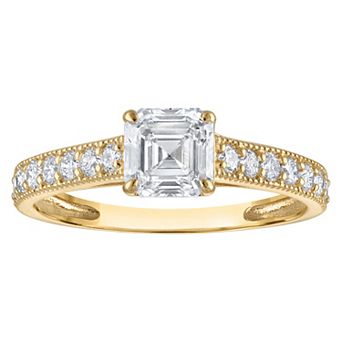 NaturaLux™ 14k Gold 1 1/3 Carat T.W. Lab-Created Diamond Ascher Cut Engagement Ring
