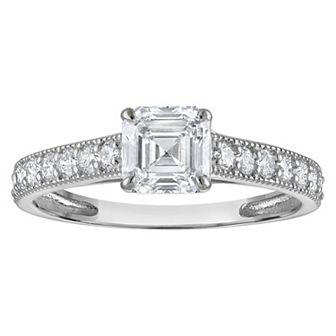 NaturaLux™ 14k Gold 1 1/3 Carat T.W. Lab-Created Diamond Ascher Cut Engagement Ring