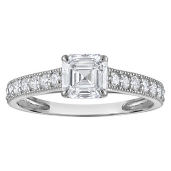 NaturaLux™ 14k Gold 1 1/3 Carat T.W. Lab-Created Diamond Ascher Cut Engagement Ring