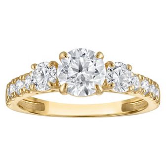 NaturaLux™ 14k Gold 1 3/4 Carat T.W. Lab-Created Diamond Round 3-Stone Ring