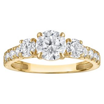NaturaLux™ 14k Gold 1 3/4 Carat T.W. Lab-Created Diamond Round 3-Stone Ring