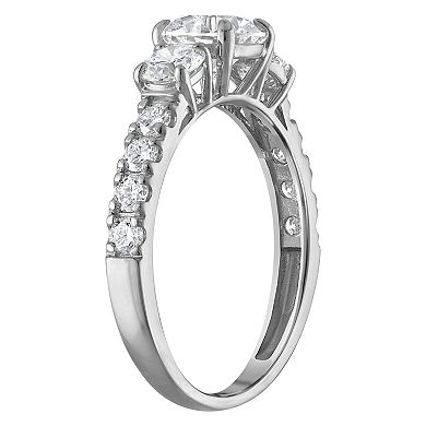 NaturaLux™ 14k Gold 1 3/4 Carat T.W. Lab-Created Diamond Round 3-Stone Ring