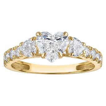 NaturaLux™ 14k Gold 1 3/4 Carat T.W. Lab-Created Diamond Heart 3-Stone Engagement Ring