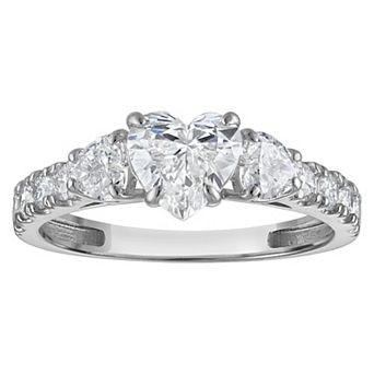 NaturaLux™ 14k Gold 1 3/4 Carat T.W. Lab-Created Diamond Heart 3-Stone Engagement Ring