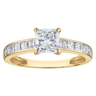NaturaLux™ 14k Gold 1 3/4 Carat T.W. Lab-Created Diamond Princess Cut Engagement Ring