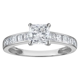 NaturaLux™ 14k Gold 1 3/4 Carat T.W. Lab-Created Diamond Princess Cut Engagement Ring
