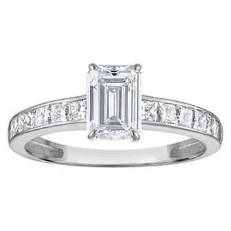 NaturaLux™ 14k Gold 1 3/4 Carat T.W. Lab-Created Diamond Emerald Cut Engagement Ring