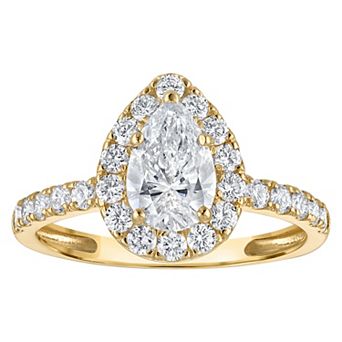 NaturaLux™ 14k Gold 1 3/4 Carat T.W. Lab-Created Diamond Pear Halo Engagement Ring