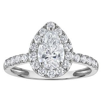 NaturaLux™ 14k Gold 1 3/4 Carat T.W. Lab-Created Diamond Pear Halo Engagement Ring