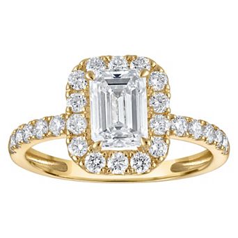 NaturaLux™ 14k Gold 1 3/4 Carat T.W. Lab-Created Diamond Emerald Cut Halo Engagement Ring