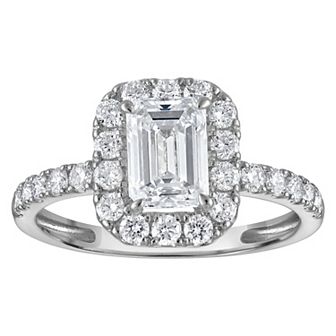 NaturaLux™ 14k Gold 1 3/4 Carat T.W. Lab-Created Diamond Emerald Cut Halo Engagement Ring