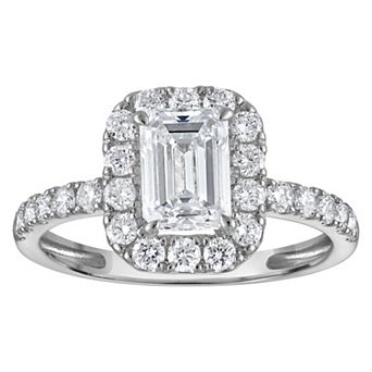 NaturaLux™ 14k Gold 1 3/4 Carat T.W. Lab-Created Diamond Emerald Cut Halo Engagement Ring