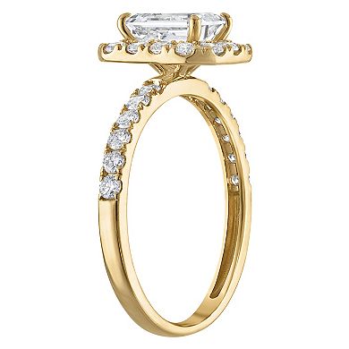NaturaLux™ 14k Gold 1 3/4 Carat T.W. Lab-Created Diamond Emerald Cut Halo Engagement Ring
