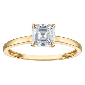 NaturaLux™ 14k Gold 1 Carat T.W. Lab-Created Diamond Asscher Cut Solitaire Engagement Ring