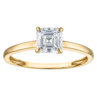 NaturaLux™ 14k Gold 1 Carat T.W. Lab-Created Diamond Asscher Cut Solitaire Engagement Ring