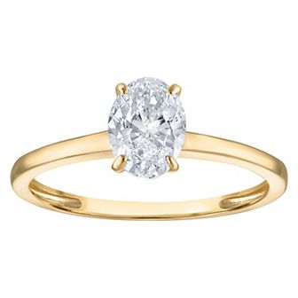 NaturaLux™ 14k Gold 1 Carat T.W. Lab Diamond Oval Solitaire Ring